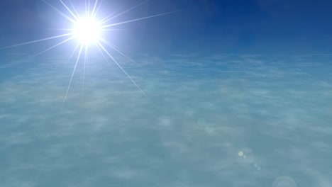 über-Wolken-Fliegen-Flugzeug-Flugzeug-Himmel-Stratosphäre-Sonne-Lens-Flare-4k